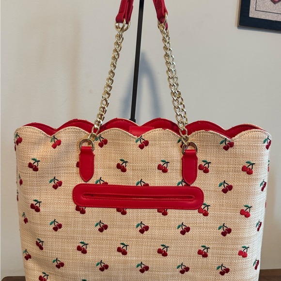 Betsey Johnson Cherry Print Tote Bag with Red Accents New - Picture 6 of 8